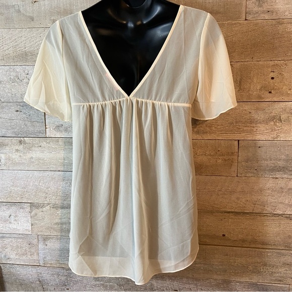 Lulumari women’s ivory‎  beaded sheer blouse in size large - Picture 3 of 8